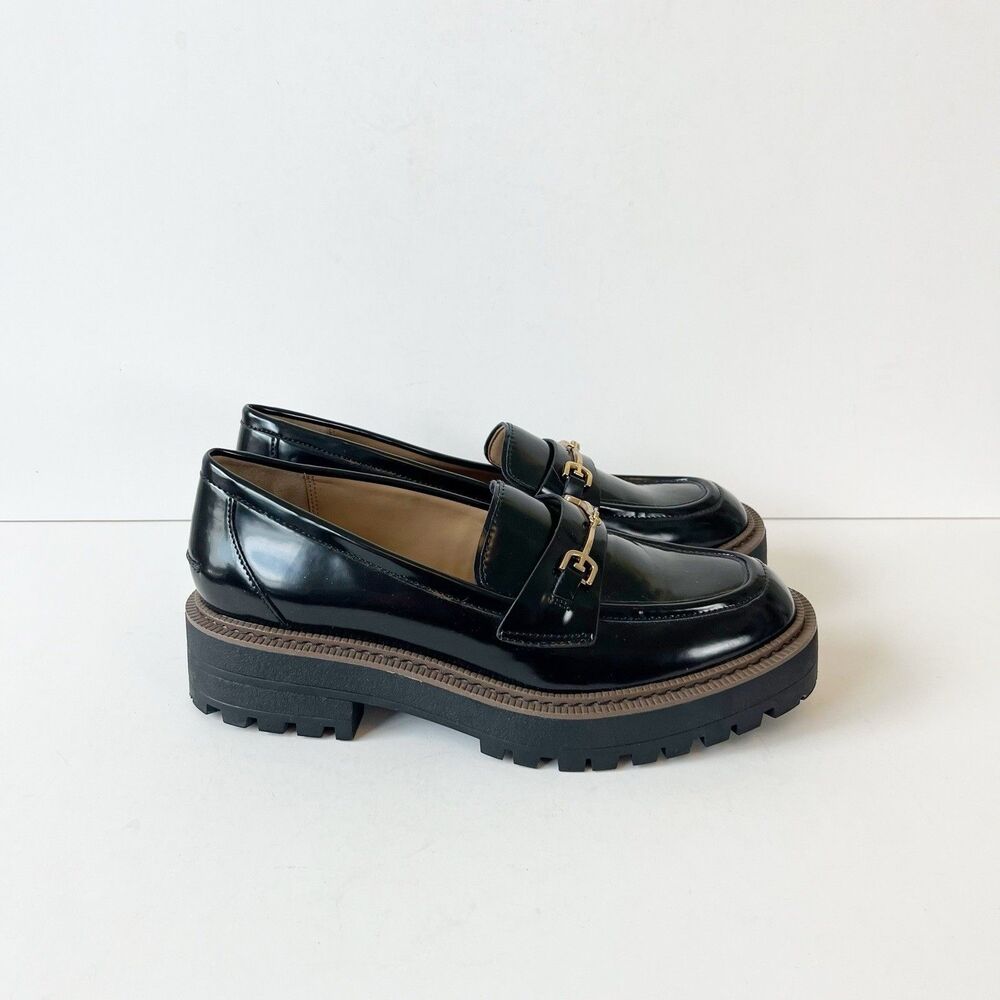 Sam Edelman Laurs Platform Loafers Black Lug Sole Horsebit Preppy Women’s Size - Picture 6 of 11